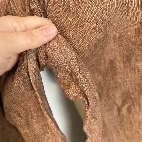 Coldwater Creek Womens 16 Brown 100% Linen Pull On Capri Pants Beachy Lagenlook - Picture 9 of 11